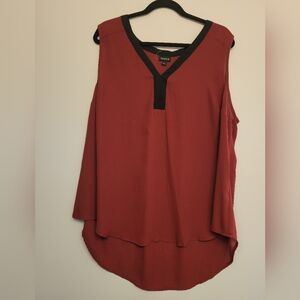 Torrid Burgundy Sleeveless Blouse with Black Trim